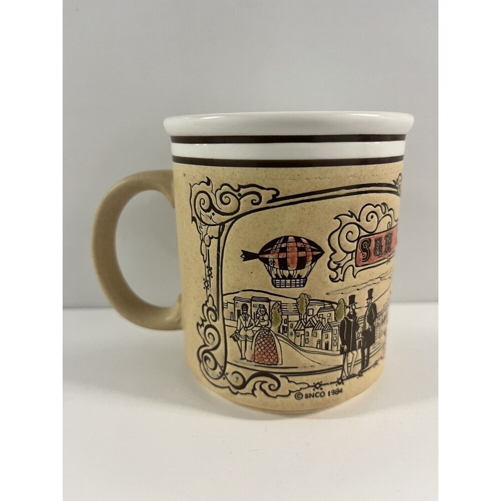 SAN FRANSCISCO CABLE CARS CAROL FOLDVARY ANDERSON STONEWARE COFFEE MUG CUP